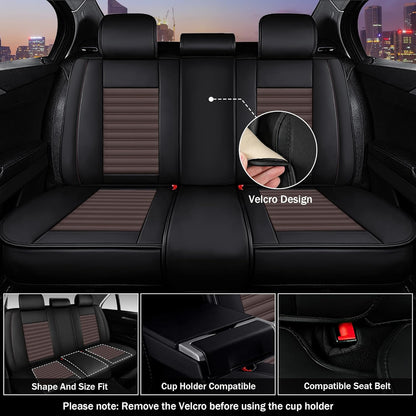 Seat Covers Fit for Mini Convertible 2009-2025 Premium Leather Car Seat Covers, Waterproof Non-Slip and Airbag Compatible, Fashion Car Seat Protector (Black Red,Front Set with Pillow)