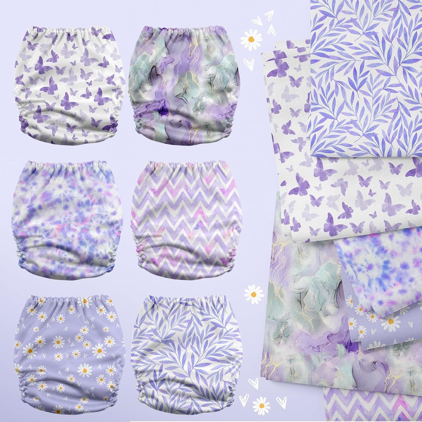 Mama Koala 3.0 Pocket Cloth Diapers for Babies with AWJ Lining, 6 Pack with 6 4-Layer Natural Cloth Diaper Inserts - Reusable and Washable Pocket Diapers(Hardworking Bees) - Colors A