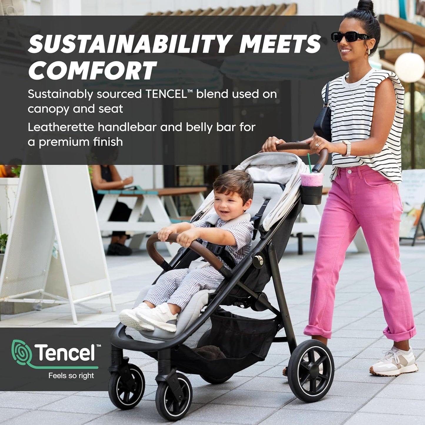 Baby Jogger City Mini Air Lightweight Stroller, Compact Baby Stroller with All-Terrain Wheel Suspension Adjustable Seat with Calf Support Compact Fold, Rich Black