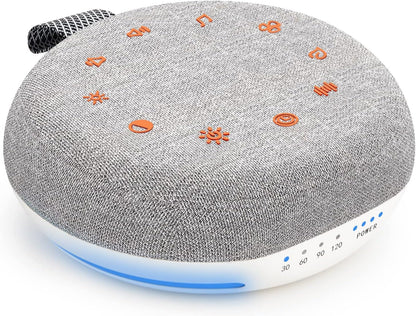 White Noise Machine,Portable Sound Machine with 40 Soothing Sounds, USB Rechargeable,Sleep Sound Timer & Night Light for Baby Kids Adults