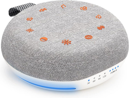 White Noise Machine,Portable Sound Machine with 40 Soothing Sounds, USB Rechargeable,Sleep Sound Timer & Night Light for Baby Kids Adults