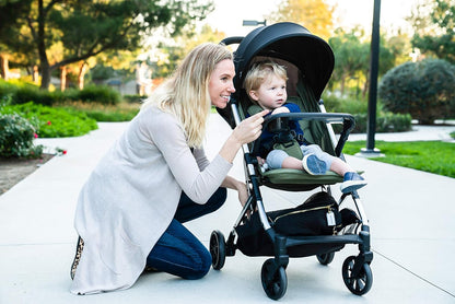 Joovy Kooper X2 Double Stroller, Lightweight Travel Stroller, Compact Fold with Tray, Black