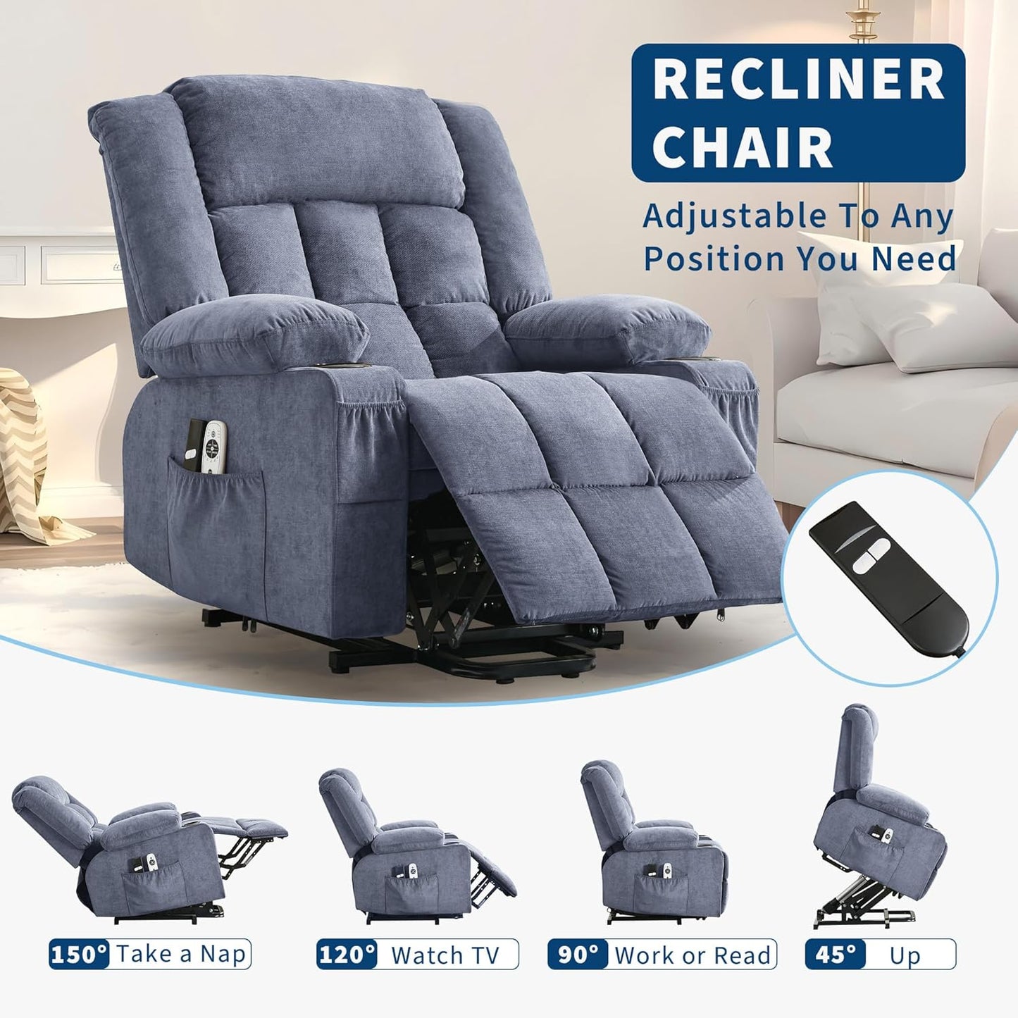 Rocking Recliner Chair for Adults Wide 360° Swivel Rocker Recliner with Cup Holder Nursery Glider with Upholstered Deep Seat Linen Lazy boy Chair for Living Room Browm
