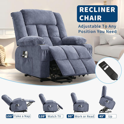Rocking Recliner Chair for Adults Wide 360° Swivel Rocker Recliner with Cup Holder Nursery Glider with Upholstered Deep Seat Linen Lazy boy Chair for Living Room Browm