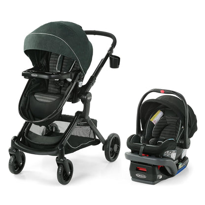 Graco Modes Nest Travel System, 3-in1 Modular Carseat Stroller Combo, Adjustable Slide2Me Infant Car Seat Carrier to Toddler Stroller, Includes the SnugRide DLX Infant Car Seat, Sullivan