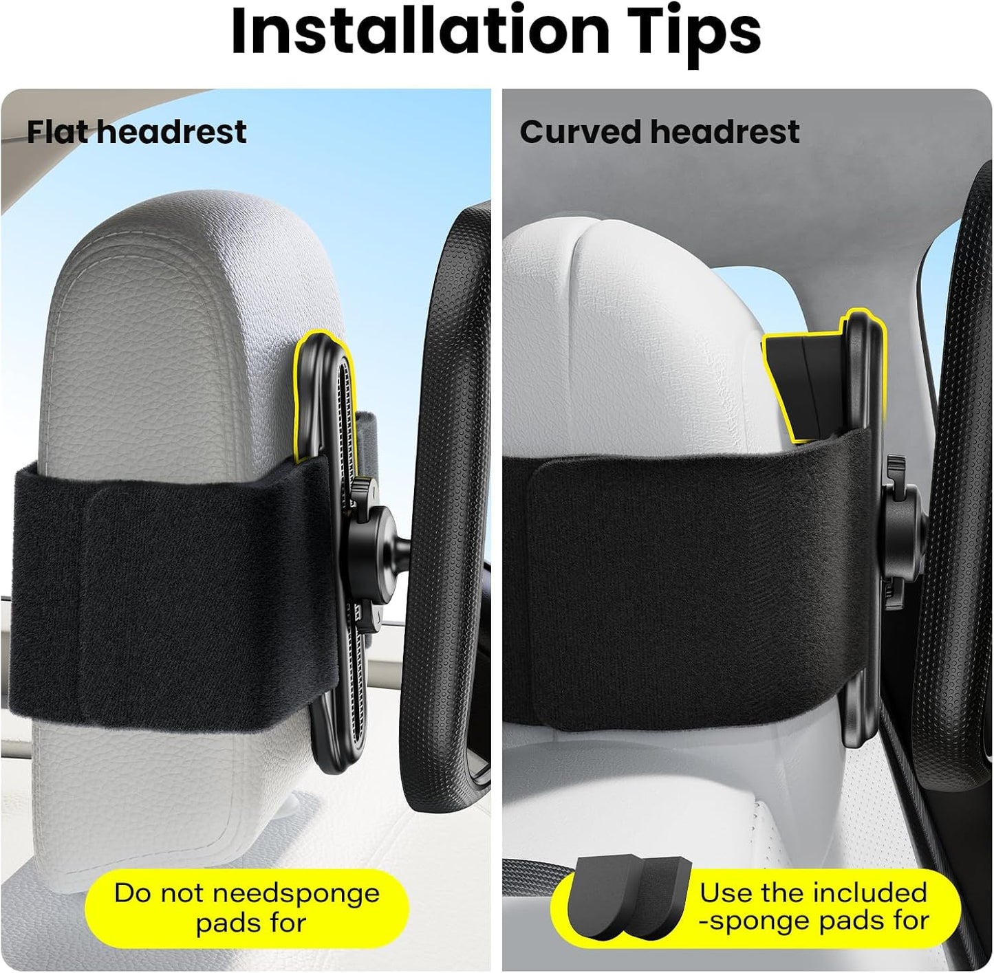 Fixed Headrest Car Mirror for Baby Rear Facing Fit Tesla and Other Models Shatterproof Baby Mirror for Car Back Seat 360° Wide Clear View Crash Tested Stable Velcro Strap Newborn Baby Essentials