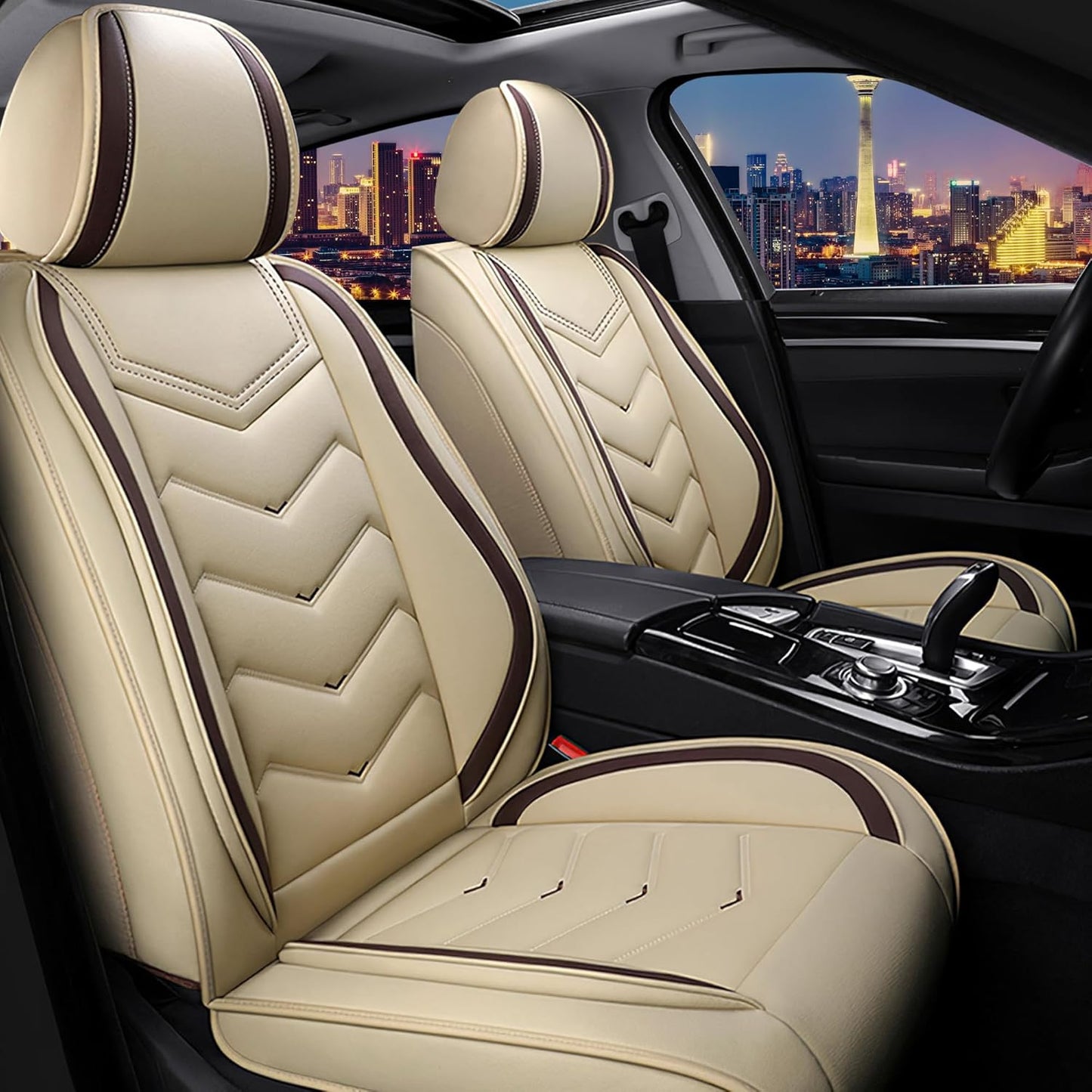 CTDS Car Seat Covers for MINI Convertible 2013-2026, Stylish Sport Seat Covers, Premium Nappa Leather Car Seat Cover. Automobile Seat Covers Sets.(Luxury 5 Seats/Beige)