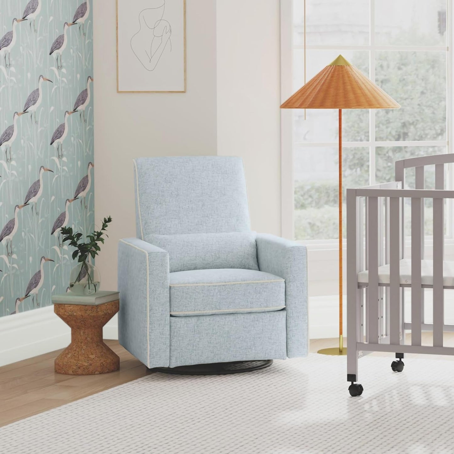 Davinci Piper 360° Swivel Rocker Recliner Chair - Glider Rocking Chair for Nursery and Living Room- GREENGUARD Gold, FSC & Certi-PUR US Certified - Ultra Comfy Glider Recliner Nursery Chair - Cream