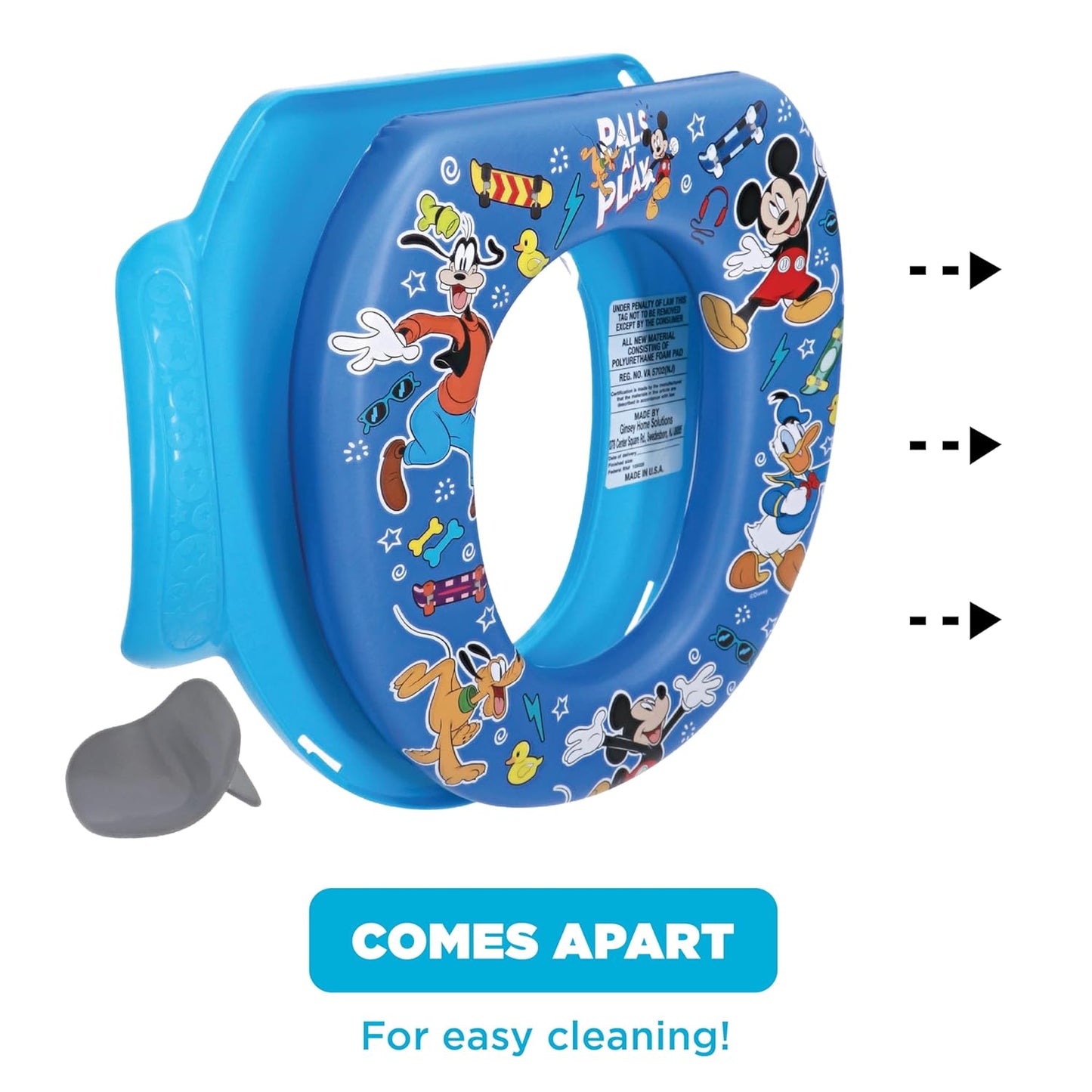Disney Mickey Mouse "Pals at Play" Soft Potty Seat and Potty Training Seat - Soft Cushion, Baby Potty Training, Safe, Easy to Clean