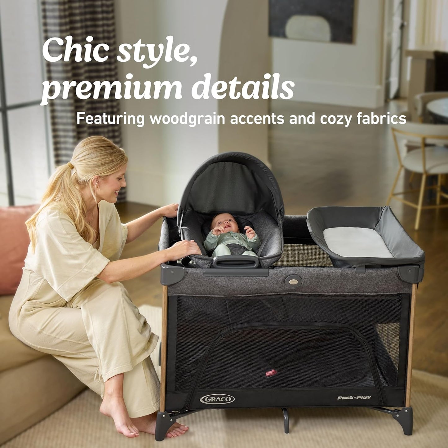 Graco Pack 'n Play Close2Baby Bassinet Playard Features Portable Bassinet Diaper Changer and More, Derby