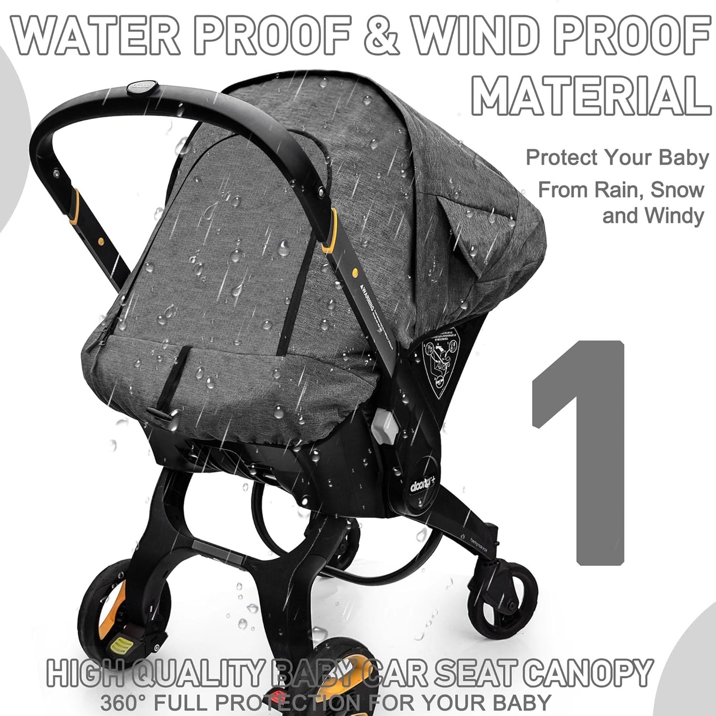 Waterproof Baby Car Seat Cover Compatible with Doona Car Seat and Stroller,Patented Windproof Car Seat Canopy for Girls, Keeps Babies Warm and Coz(Pink)