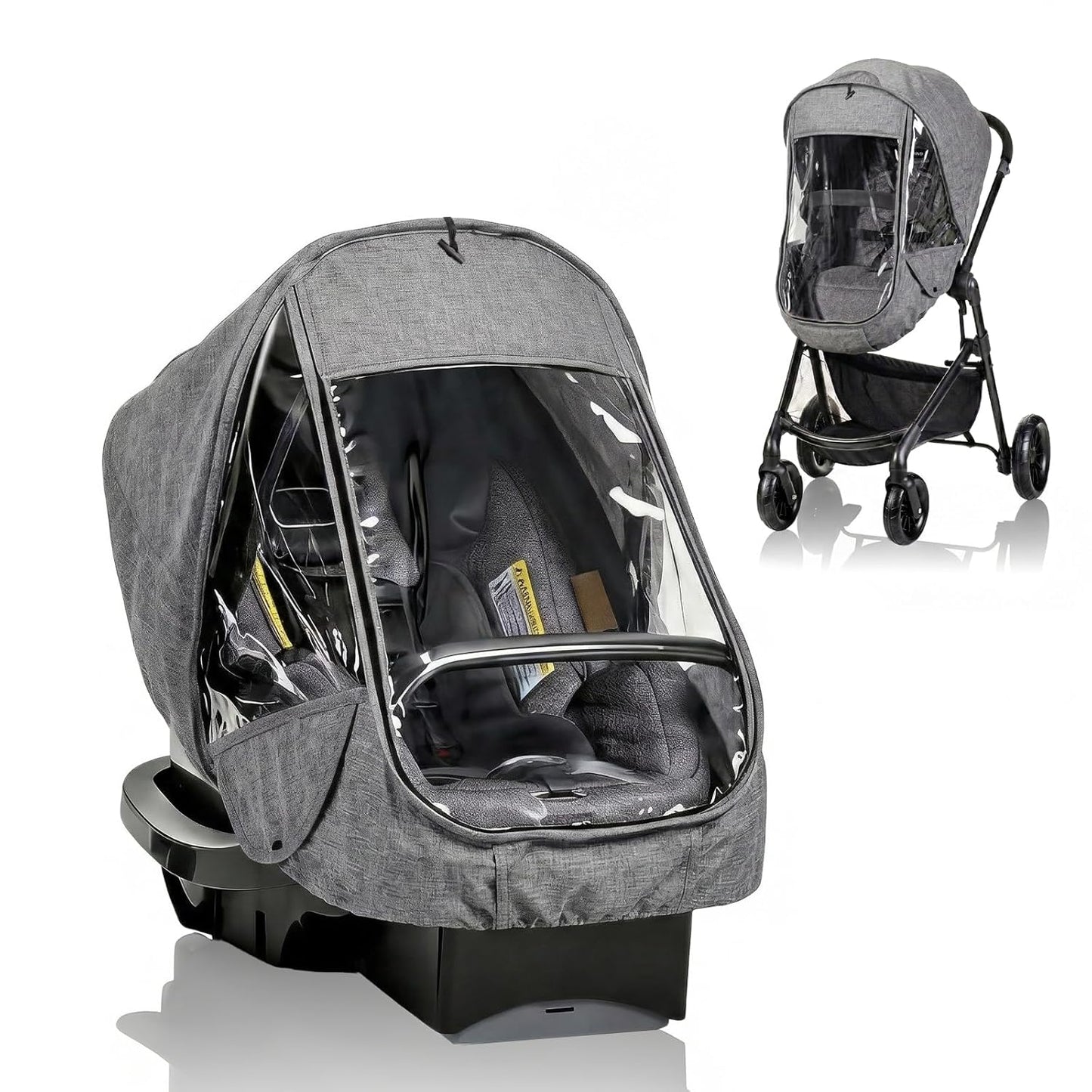 Baby Car Seat Cover Compatible with Evenflo, Breathable Infant Car Seat Rain Cover Fit for LiteMax, Windproof Baby CarSeat Canopy with Clear Window Sunshade and Mesh Cover for Travel & Outdoor Use