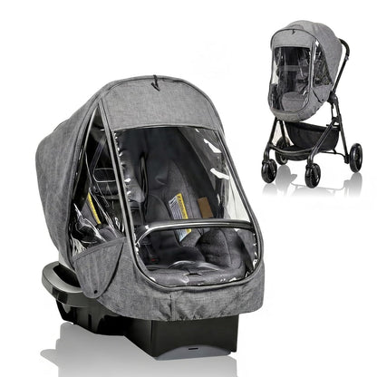 Baby Car Seat Cover Compatible with Evenflo, Breathable Infant Car Seat Rain Cover Fit for LiteMax, Windproof Baby CarSeat Canopy with Clear Window Sunshade and Mesh Cover for Travel & Outdoor Use