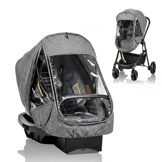 Baby Car Seat Cover Compatible with Evenflo, Breathable Infant Car Seat Rain Cover Fit for LiteMax, Windproof Baby CarSeat Canopy with Clear Window Sunshade and Mesh Cover for Travel & Outdoor Use