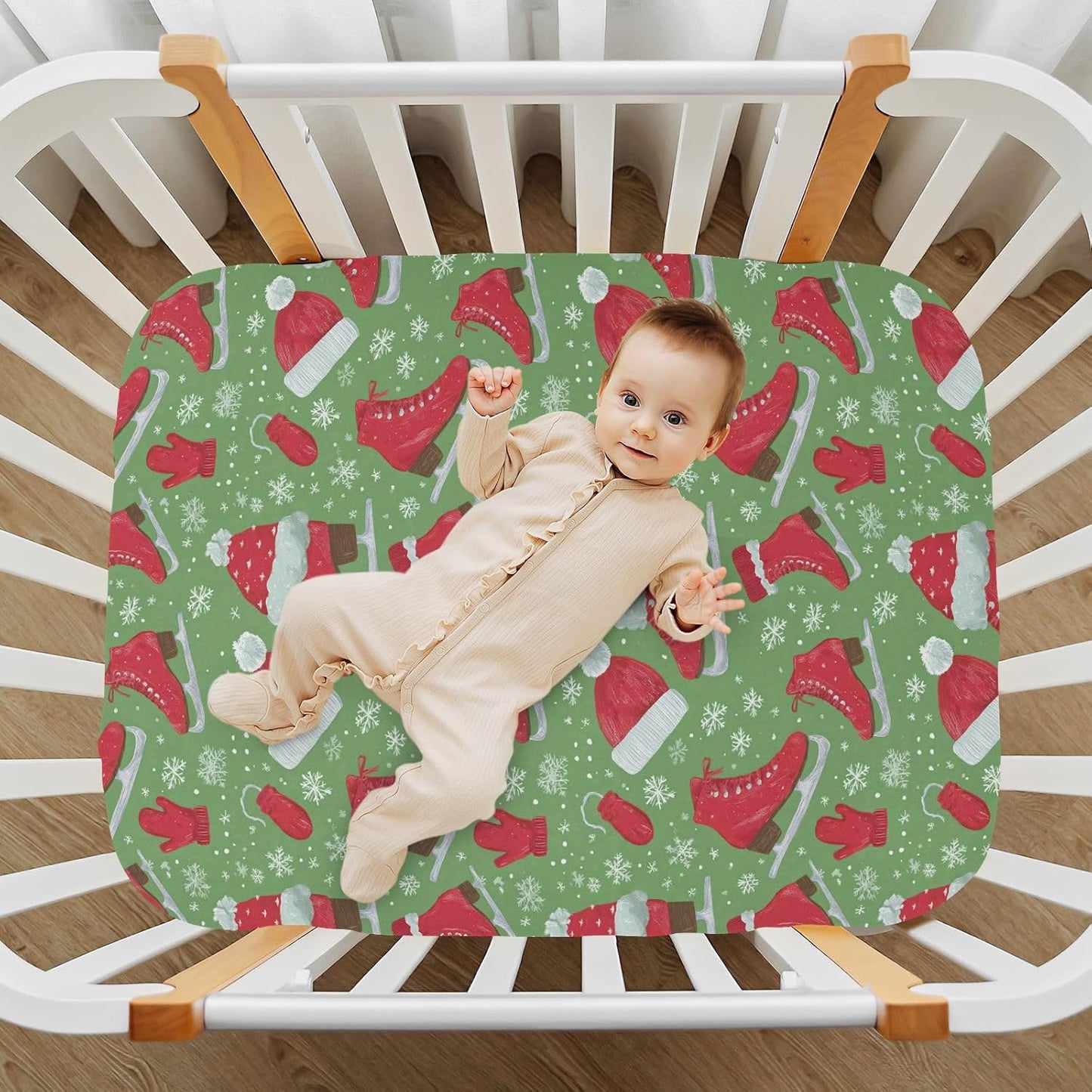 Baby Crib Sheet Cute Goose Flowers Crib Mattress for Boys and Girls Playard Sheet Soft Breathable Fitted Baby Mattress Cover 52x28in