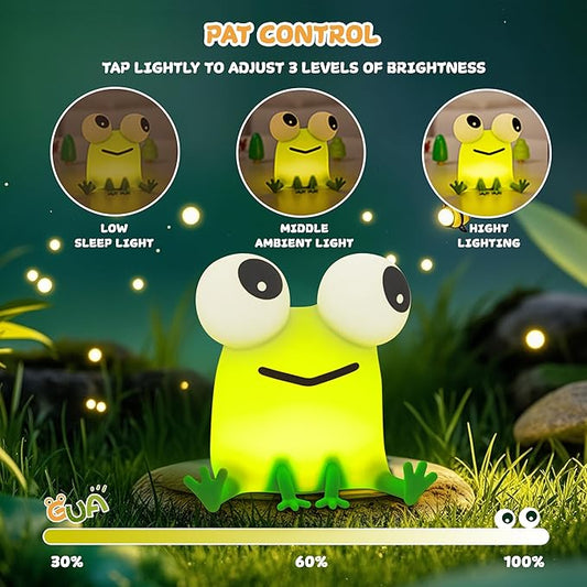 FAMIDUO Cute Frog Night Light, LED Silicone Squishy Novelty Animal Lamp,3 Levels Dimmable/Timer Nursery Nightlight for Kids, Rechargeable Touch Bedside Lamp, Bedroom/Dorm Decor, Baby Boys Girls Gifts