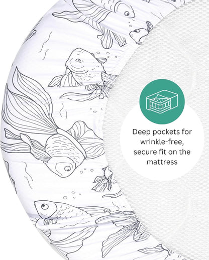 Bassinet Sheets for Papablic, CoZee, Cowiewie, Ezebaby, Nawahev Baby Bassinet Bedside Sleeper by TansyPanda, 3PC, 33x20, Ultra Soft, Breathable Snug Fit, Unisex Boys Girls, Gray White (Space Rockets)