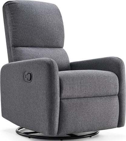 Jocisland Nursery Glider Chairs, Swivel Rocking Chair, Massage Rocker Recliner with High Back for Living Room Bedroom, Comfy Upholstered Modern Nursing Reclining Single Sofa, White Teddy