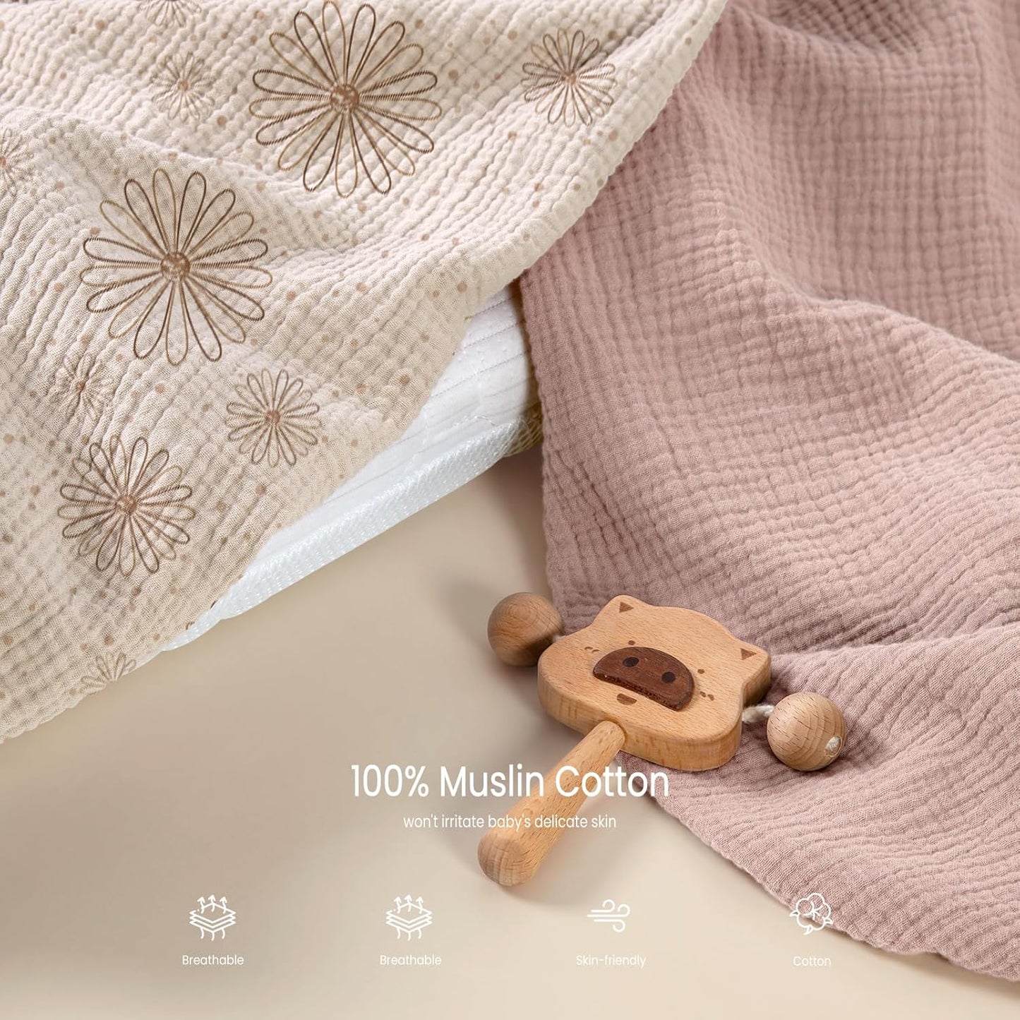 lulumoon Baby Bassinet Sheets Muslin: Cotton Bedside Bassinet Sheets Leaf for Boys - Fitted for Bedside Sleeper Mattress