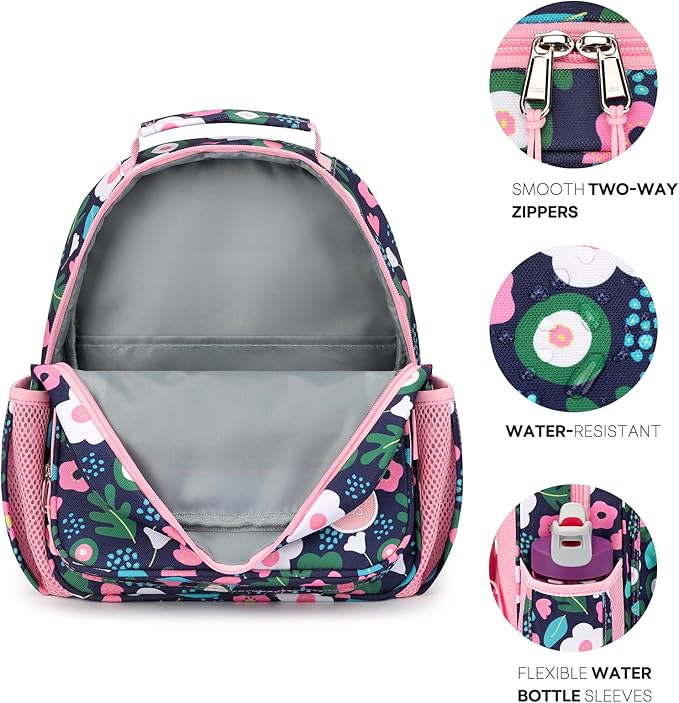 mibasies Toddler Backpack for Girls 2-4: Preschool Kindergarten Backpack - Cute Kids Backpacks for Girls - Pulan Flower Pink
