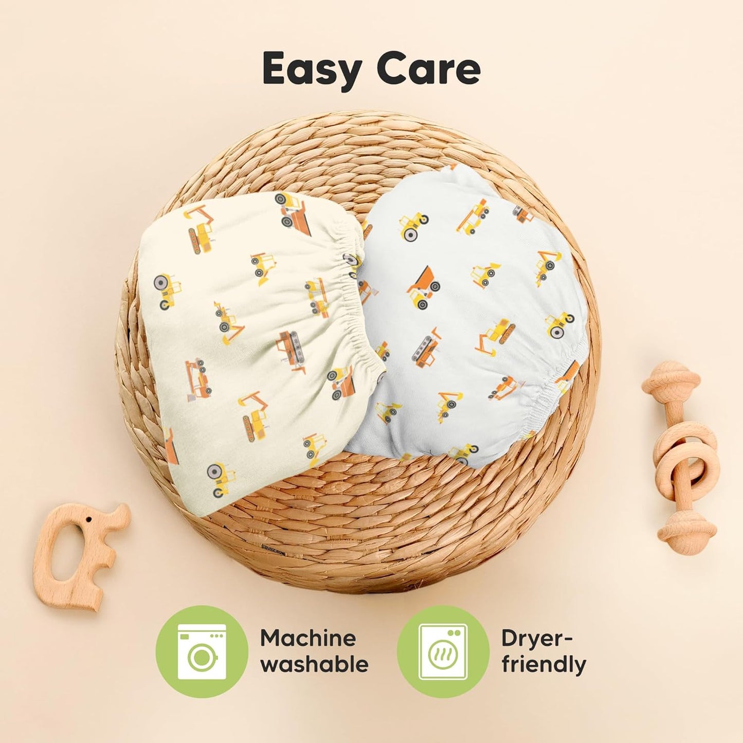 2-Pack Waterproof Pack and Play Sheets, Mini Crib Sheets Fitted for Boy, Girl - 38 x 26 Viscose from Bamboo Pack N Play Mattress Sheets for Graco, Toddler Playard Baby Crib Sheets Neutral (Blue Flax) - Colors A
