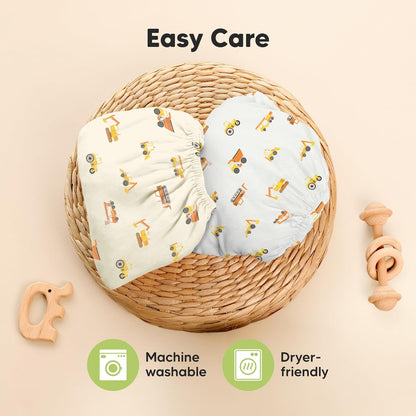 2-Pack Waterproof Pack and Play Sheets, Mini Crib Sheets Fitted for Boy, Girl - 38 x 26 Viscose from Bamboo Pack N Play Mattress Sheets for Graco, Toddler Playard Baby Crib Sheets Neutral (Blue Flax) - Colors A