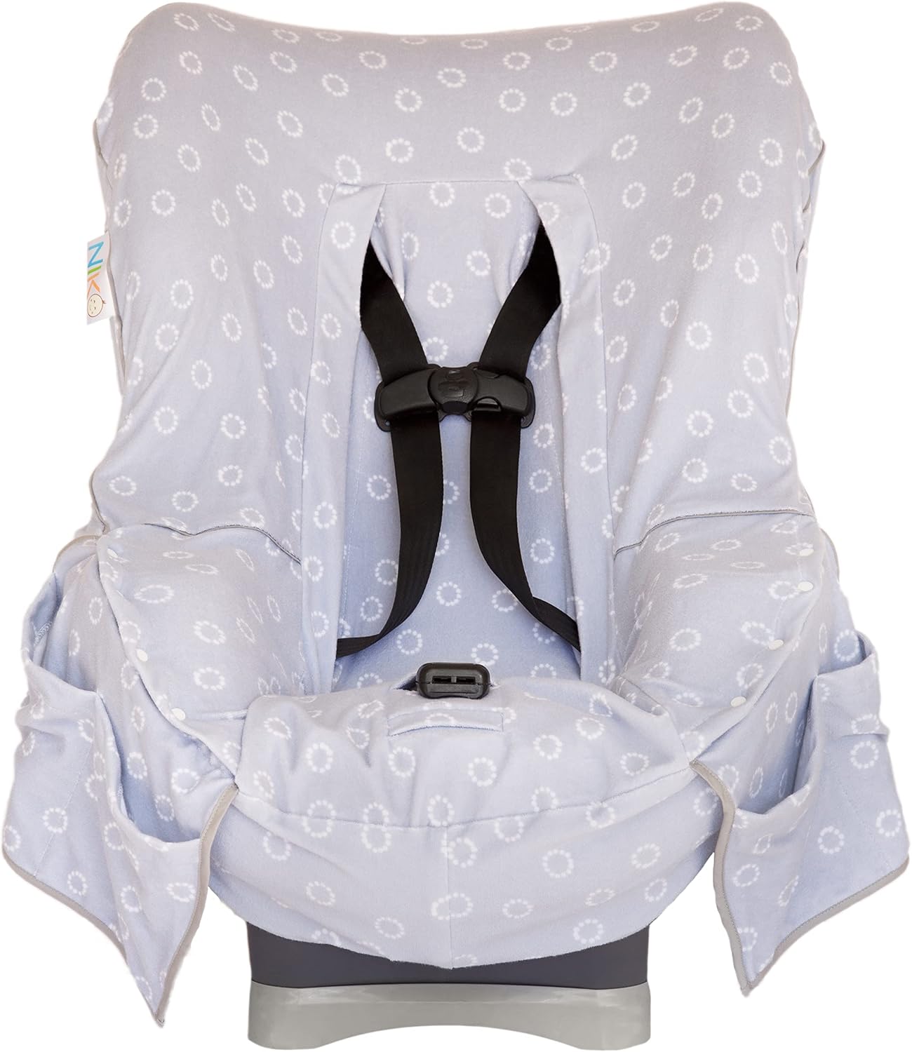 Niko Easy-Wash Children's Car Seat Cover & Liner - Cotton Jersey Gray & White Arrow Pattern - Universal FIT - Crash Tested - Waterproof SEAT Bottom - Easy to Clean - Machine Washable