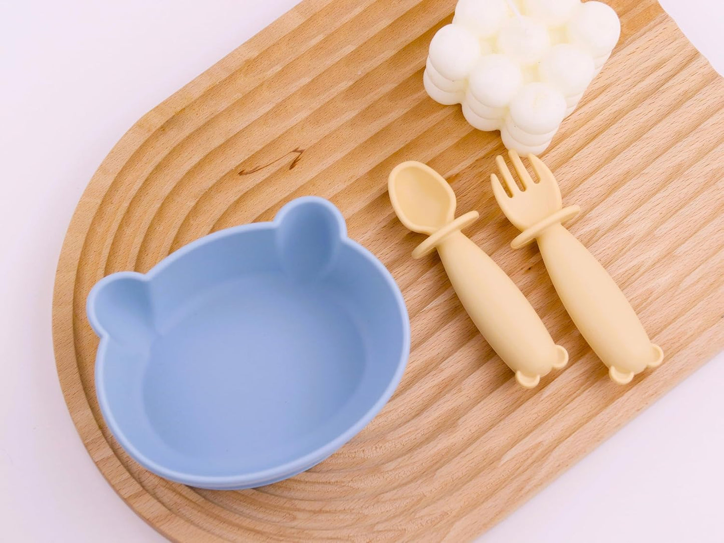 Silicone Bear Shaped Baby Bowl with Suction, Spoon & Fork for Babies 6+ Months, Infant Feeding BLW Baby Essentials Must Haves, BPA Free, Dishwasher Safe (Very Bear)