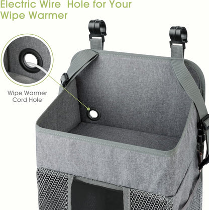 Maliton Changing Table Diaper Organizer - Baby Hanging Diaper Stacker Nursery Caddy Organizer for Cribs Playard Baby Essentials Storage (Gray)