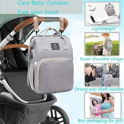 ANWTOTU Baby Diaper Bags with Changing Station,Waterproof Diaper Bag Backpack for Moms Dads with USB Charging Port,Large Capacity Multifunctional Baby Essentials(Grey)