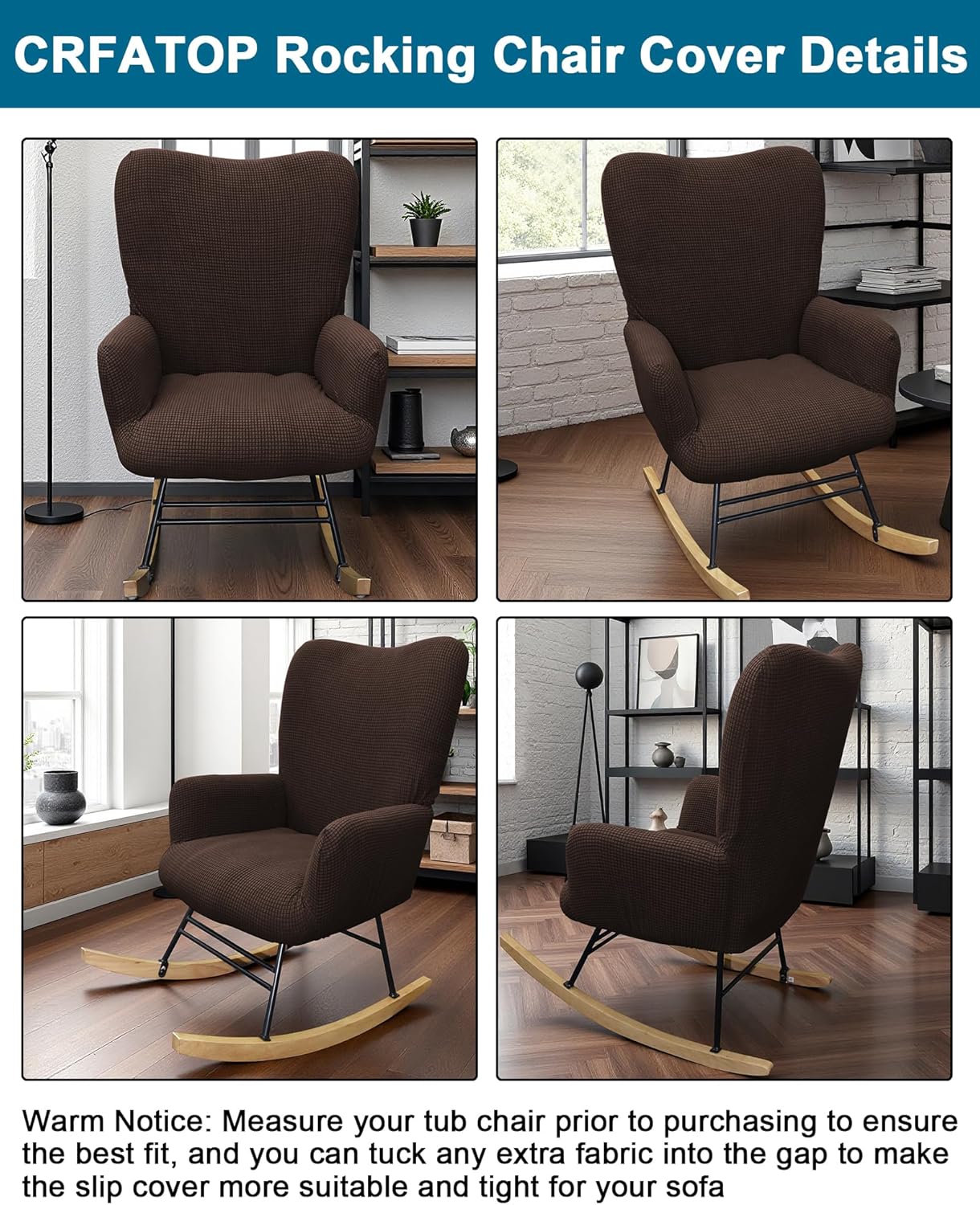 CRFATOP Jacquard 1 PC Nursery Rocking Chair Recliner Covers Upholstered Glider Rocker Banquet Armchair Slipcover Stretch Accent Chairs Furniture Protector for Living Room Bedroom Offices,Green