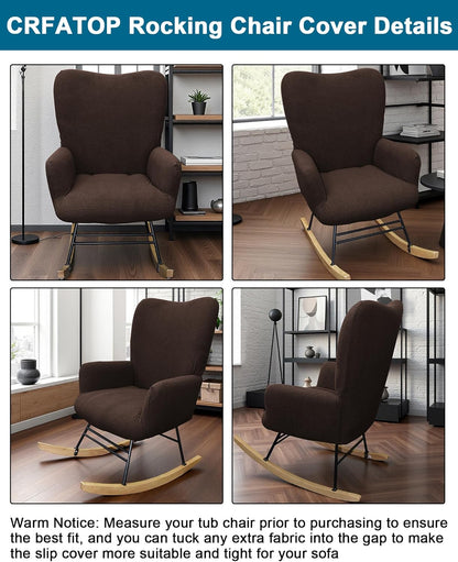 CRFATOP Jacquard 1 PC Nursery Rocking Chair Recliner Covers Upholstered Glider Rocker Banquet Armchair Slipcover Stretch Accent Chairs Furniture Protector for Living Room Bedroom Offices,Green