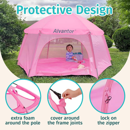 Alvantor® Baby Playpen Pop Up Play Yard 84"x84"x44”Large Mesh Kids Toddler Play Pen Indoor & Outdoor Safe Space Foldable Lightweight Mosquito Playpen Canopy for Infants Toddlers Pets, Navy