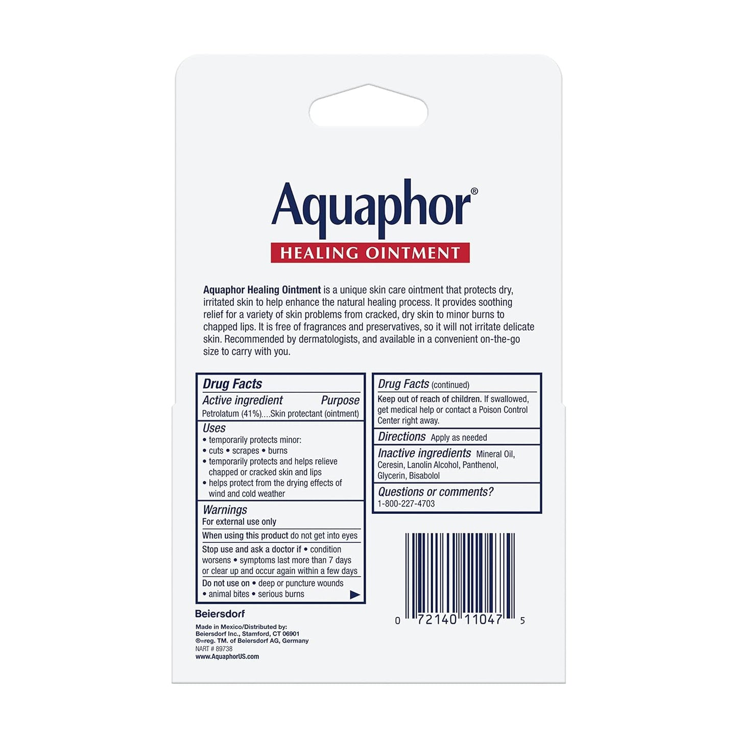 Aquaphor Healing Ointment Advanced Therapy Skin Protectant, Dry Skin Body Moisturizer, 0.35 Oz Tube, Pack of 2