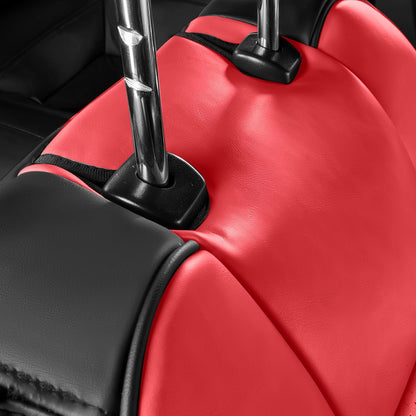 Custom Fit Ford Mustang Convertible Seat Cover 2015 2016 2017 2018 2019 2020 2021 2022 2023 2024 2025 2026, Faux Leather Car Seat Cover Full Set (Convertible-Red+Balck)