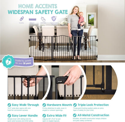 Regalo Safety 192" Super Wide Baby Gate & Play Yard, 2-in-1 Convertible Extra Wide Safety Barrier, Hardware Mounted for Toddlers & Pets, Tested & Safe for 30 Years, American Designed & Owned, White