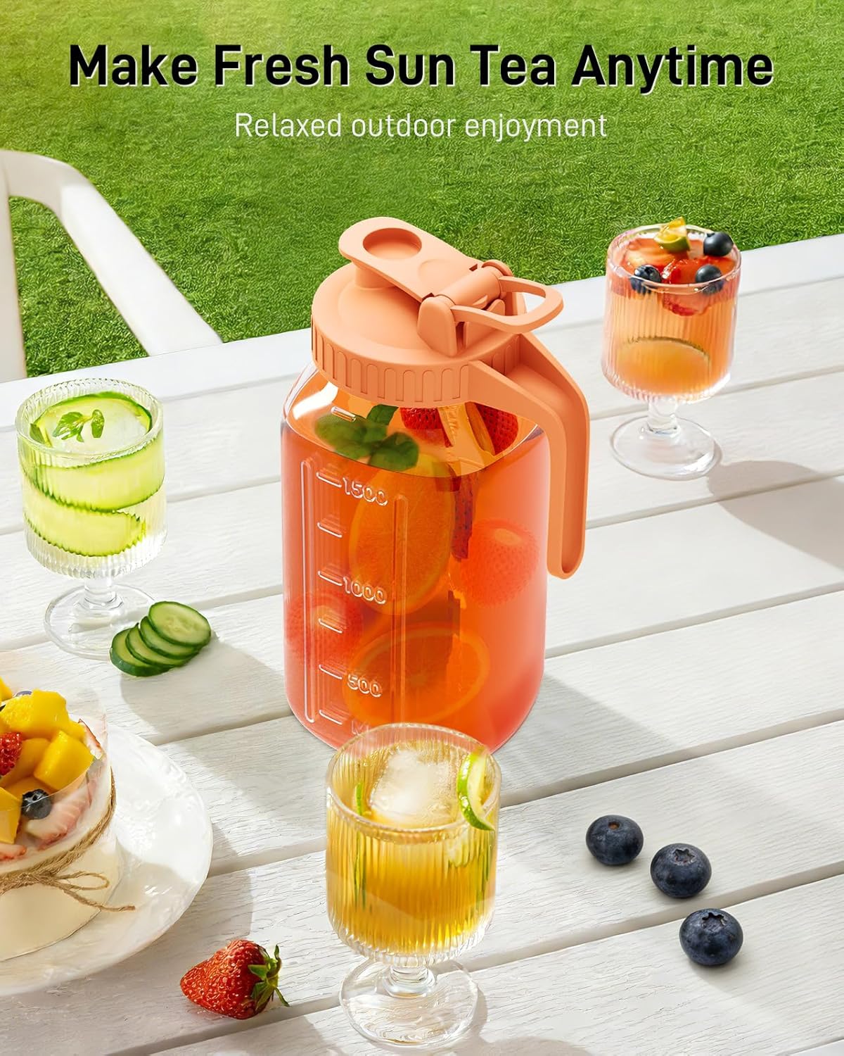 OneDream Breast Milk Pitcher 32oz Glass Pitcher with Lid, Formula Pitcher Leakproof Drip-Free Spout, Wide Mouth Mason Jar Pitcher for Easy Pouring, Dishwasher Safe Breastmilk Storage Pitcher