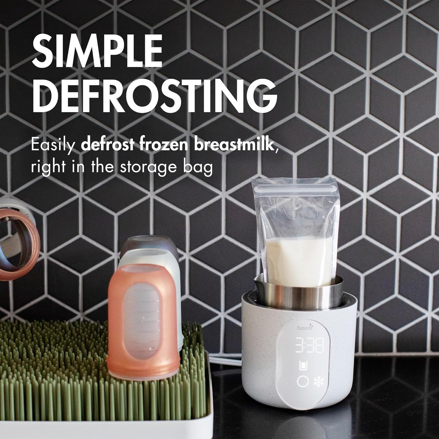 Boon Tempro Direct Heat Breastmilk Warmer - Retains Nutrients in Baby Formula and Breastmilk - Quick Liquid Warmer with Real Time Temp Reading - Breastfeeding Essentials