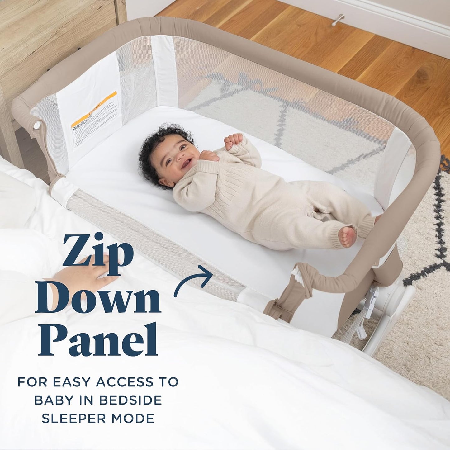 Baby Delight Beside Me Dreamer Bassinet | Bedside Sleeper | 6-Position Height Adjustment | Charcoal Tweed