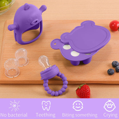 3-in-1 Baby Food & Fruit Feeder Set – Breastmilk Popsicle Mold with Freezer Tray, Teething Relief Toy, BPA Free Infant Silicone Feeding Combo, 3 Bonus Sizes (S/M/L) Sacs (Olive Green)
