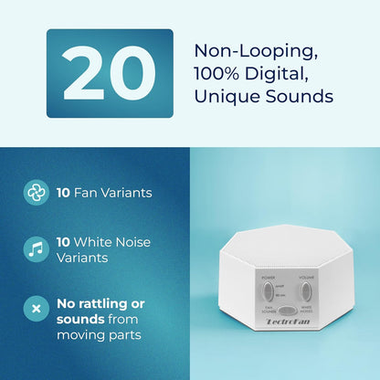 Adaptive Sound Technologies LectroFan Classic - Soothing Sound Machine for Sleep - Built-in Sleep Timer - Compact Design - Non-Looping Sounds - Speech Privacy - White