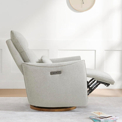 CHITA Swivel Rocker Recliner Chair, Power Nursery Glider Recliner, Nursery Rocking Chair with Adjustable Power Headrest, FSC Certified, Solid Wood Base, Moss Green