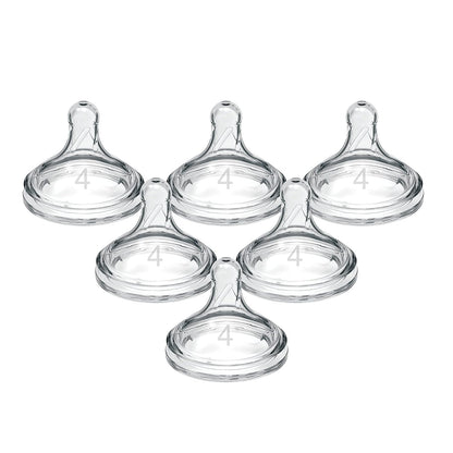 Dr. Brown’s Natural Flow® Level 2 Wide-Neck Baby Bottle Silicone Nipple, Medium Flow, 3m+, 100% Silicone Bottle Nipple, 6 Pack