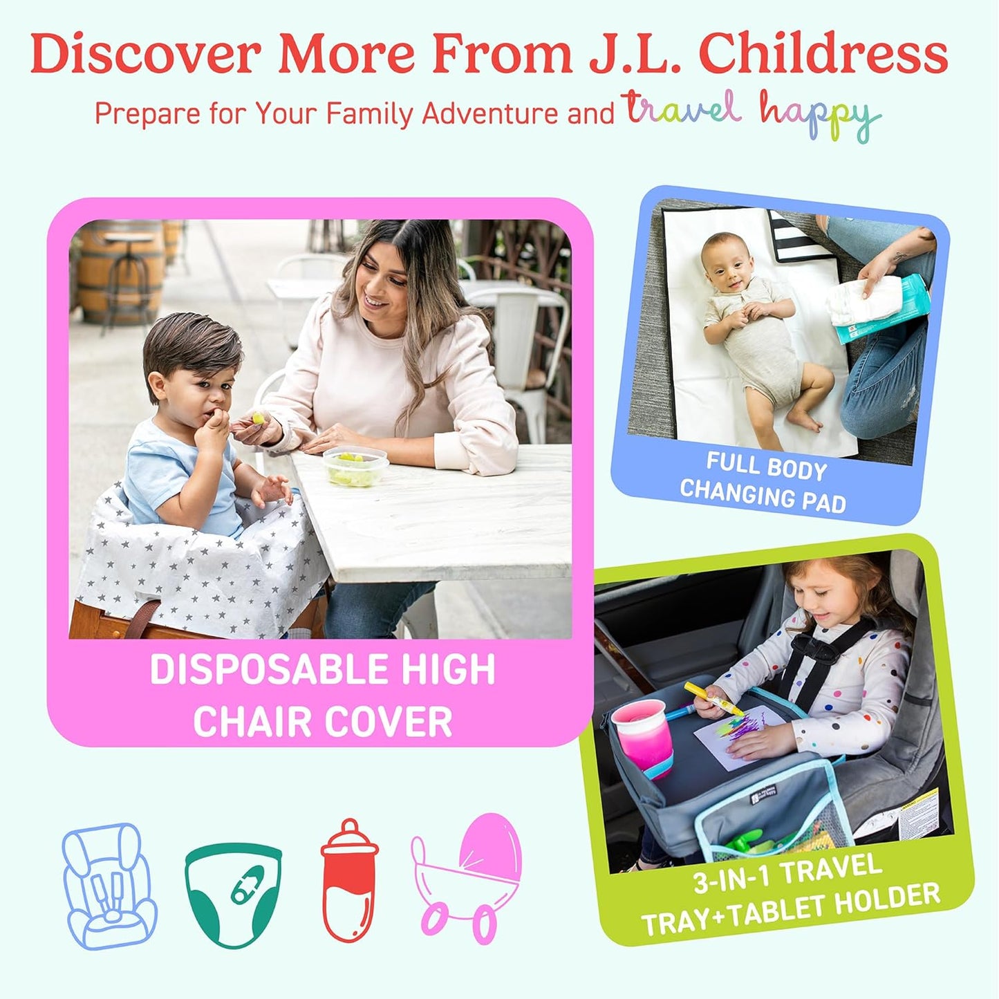 J.L. Childress Padded Backpack Car Seat Bag - Car Seat Travel Bag for Airplane, Cover Fits Most Baby & Infant Carriers & Boosters, Airport Accessories for Gate Check or Baggage Check - Ultimate, Black