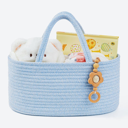 Diaper Caddy Organizer, Empty Gift Basket for Newborn Essentials, Baby Storage Basket, Stylish Gift Bag for Baby Shower, Boys and Girls – Small, White and Beige Brown