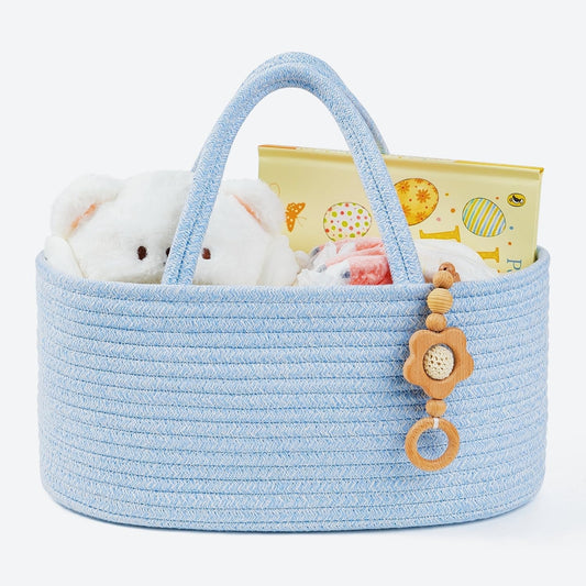 Diaper Caddy Organizer, Empty Gift Basket for Newborn Essentials, Baby Storage Basket, Stylish Gift Bag for Baby Shower, Boys and Girls – Small, White and Beige Brown