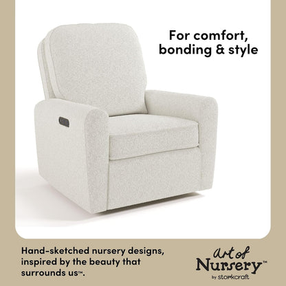 Storkcraft Amalfi Deluxe Power Recliner Swivel Glider – Premium Electronic Nursery Rocking Chair, Oeko-TEX 100 Certified, Includes Dual-USB Charging Port with USB-A & USB-C (Black Boucle)