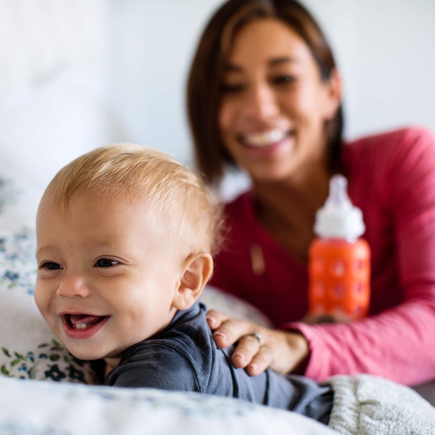 Lifefactory Baby Bottle Starter Set 10-Piece | 4 oz Mint & Blanket, 9 oz Kale & Blueberry | Includes Flat Caps, Sippy Caps, Stage 2 Nipples