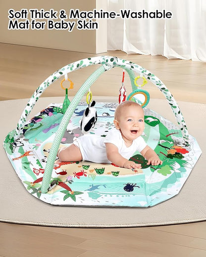 dearlomum 4-in-1 Interactive Activity Mat,Baby Play Mat with 6 Learning Toys, Motor Skill Development,Ball Pit with 18 Ocean Balls