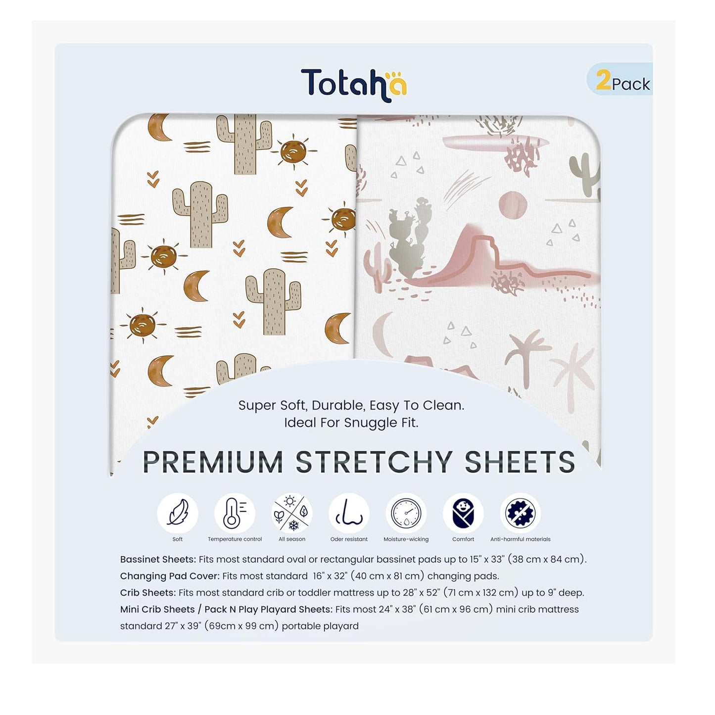 TotAha Premium Stretchy Bassinet Sheets for Baby Girl, Silky Comfort Cradle Sheets Fitted 18 x 36 for Oval, Rectangular, Hourglass Mattress, Hypoallergenic, Buttery Soft 2-Pack (Floral & Pale Pink)